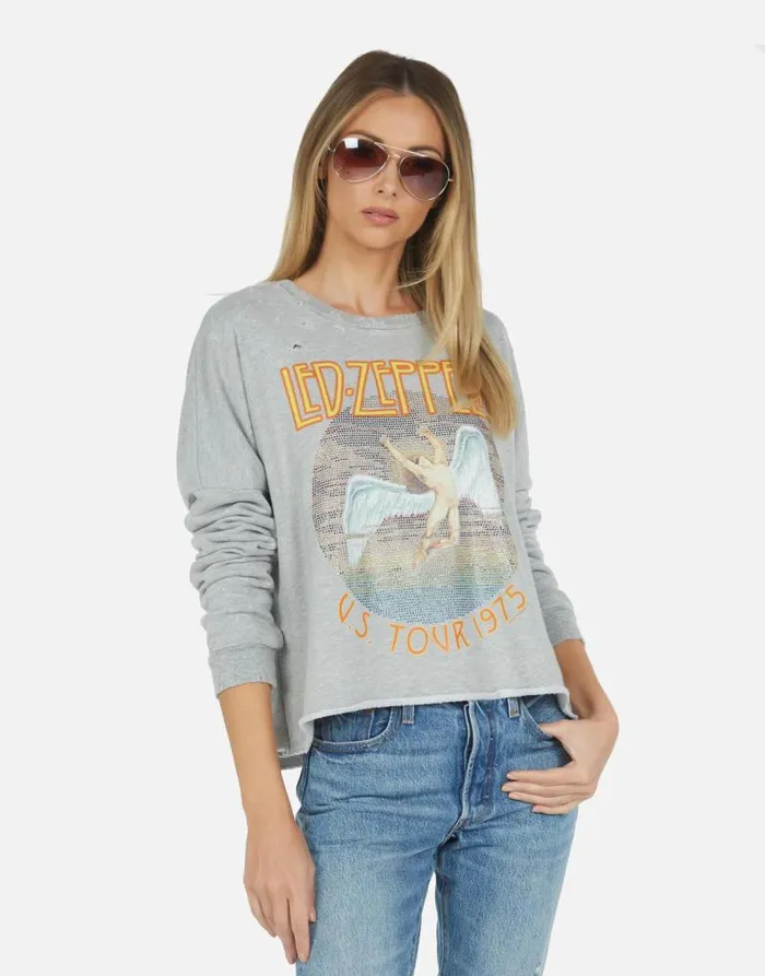 Lee Led Zeppelin Heather Grey Women Lauren Moshi Long Sleeve