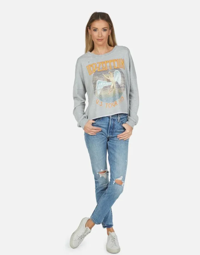 Lee Led Zeppelin Heather Grey Women Lauren Moshi Long Sleeve