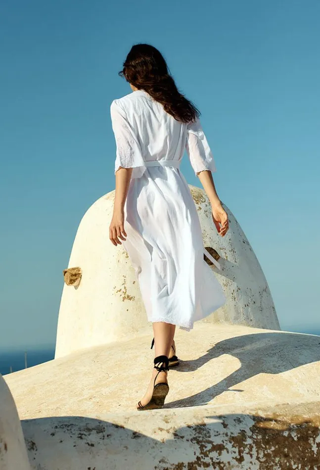 Lilou White Cotton Wrap Midi Dress Women Ciao Lucia White Dresses