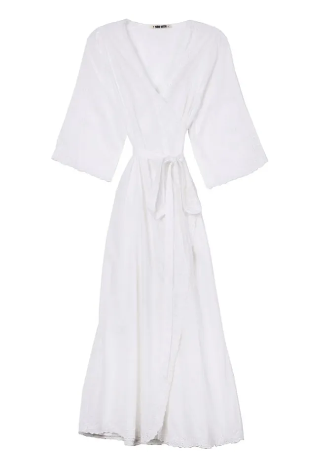 Lilou White Cotton Wrap Midi Dress Women Ciao Lucia White Dresses
