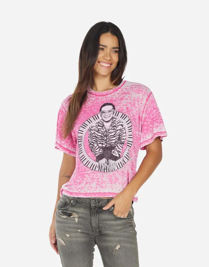 Linnea Elton John Piano Magenta Burnout Women Lauren Moshi Short Sleeve