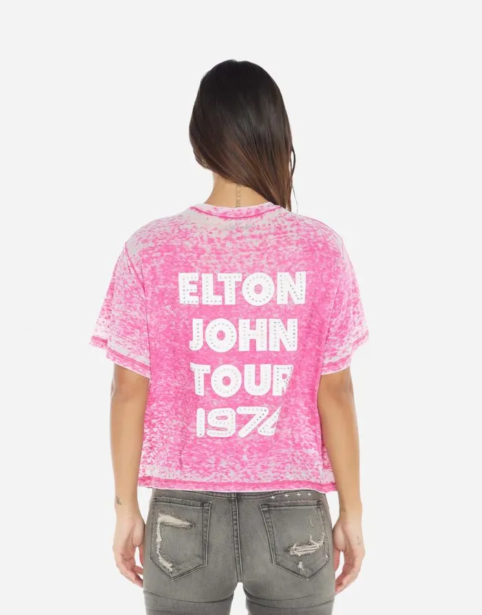 Linnea Elton John Piano Magenta Burnout Women Lauren Moshi Short Sleeve