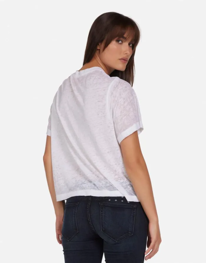 Linnea Skull Heart White Burnout Women Lauren Moshi Short Sleeve
