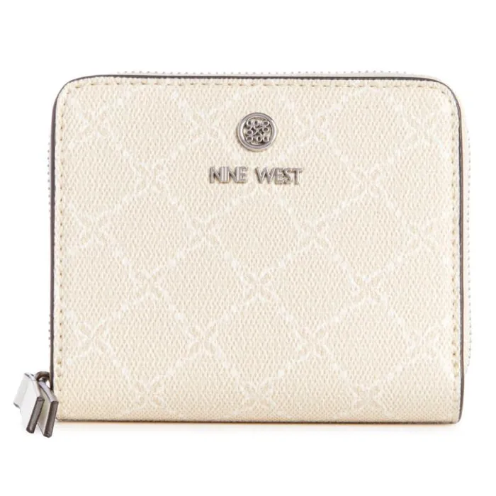 Linnette Small Zip Around Wallet Cream Logo Women Nine West Clutches and Wallets