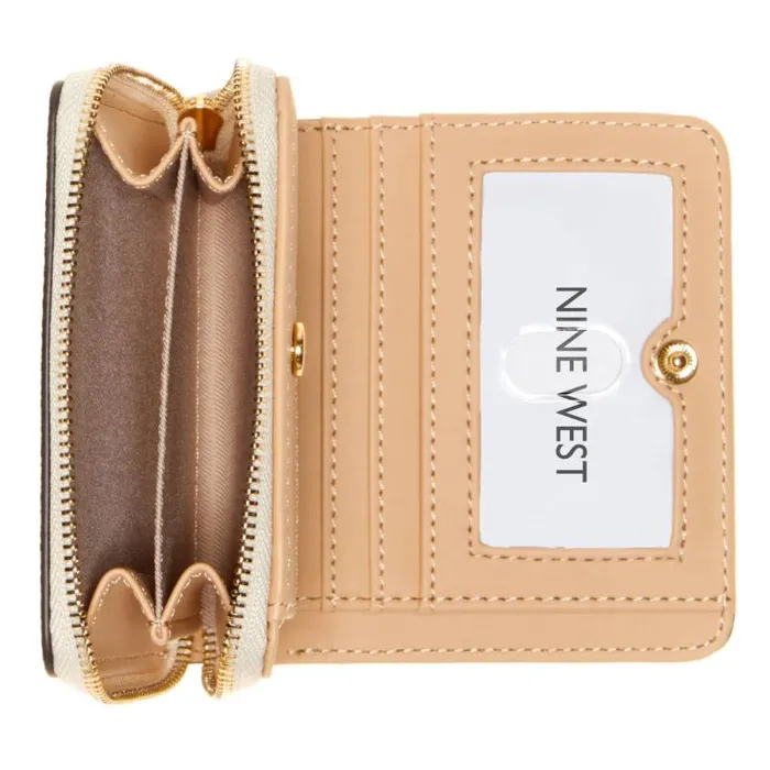 Linnette Small Zip Around Wallet Cream Logo Women Nine West Clutches and Wallets Linnette Small Zip Around Wallet Cream Logo Women Nine West Clutches and Wallets