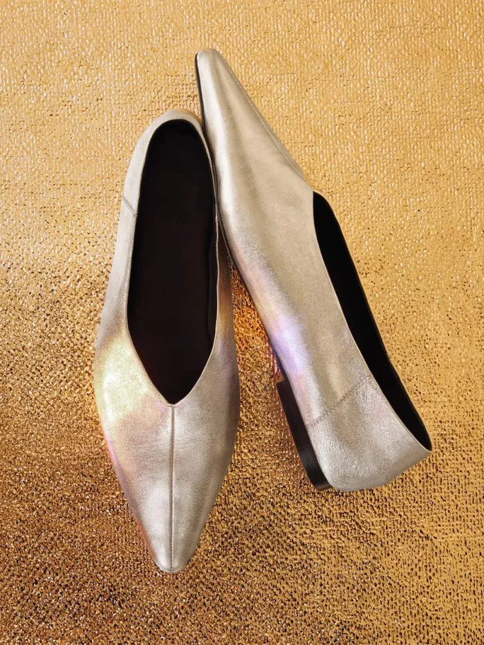 Linnie Flat Pointed Ballerina Silver Women Jigsaw Flats