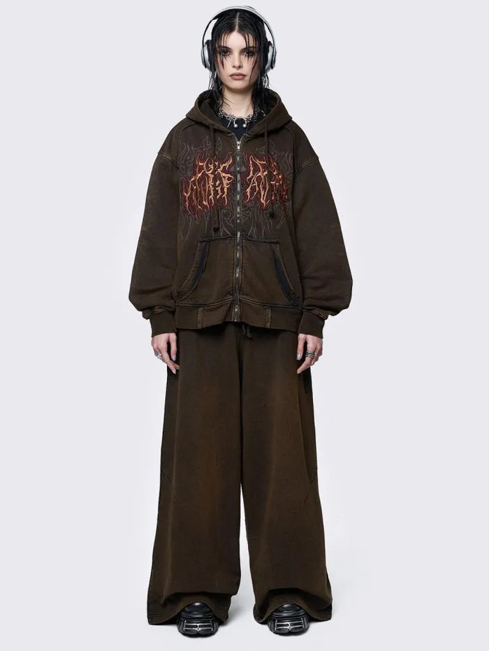 Liv Brown Wash Sweatpants Women Minga London Bottoms
