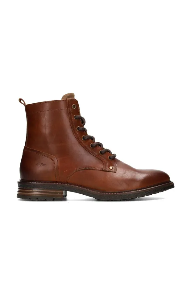 Liverpool Los Angeles Boots RICHARD BURNISHED LEATHER LACE UP BOOT Cognac 8211 Mens