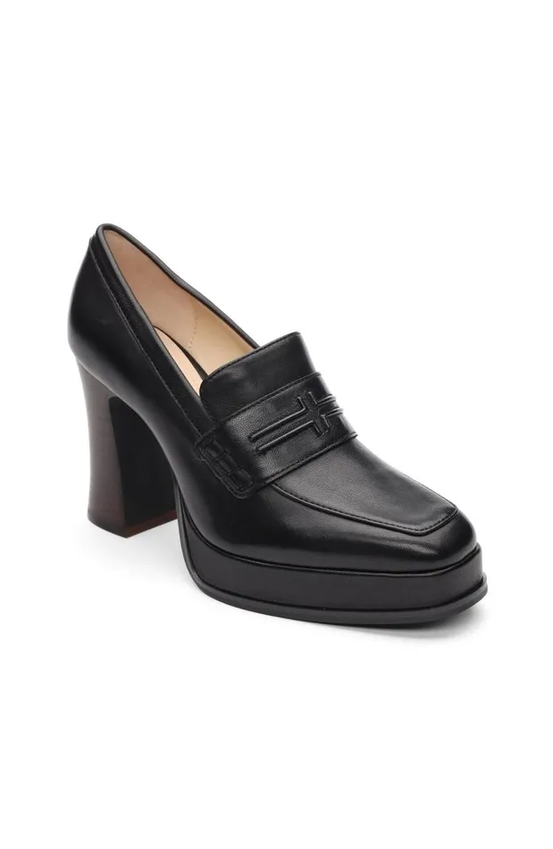 Liverpool Los Angeles Heels WESTLAKE LOAFER WITH MID STACK HEEL Black 8211 Womens