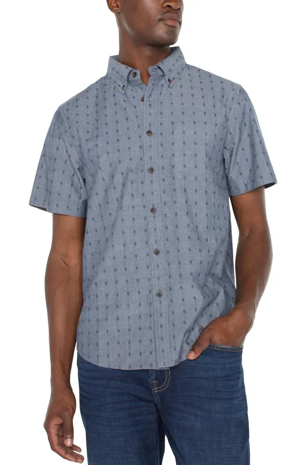 Liverpool Los Angeles Shirts BUTTON UP SHORT SLEEVE SHIRT Chambray Dobby 8211 Mens