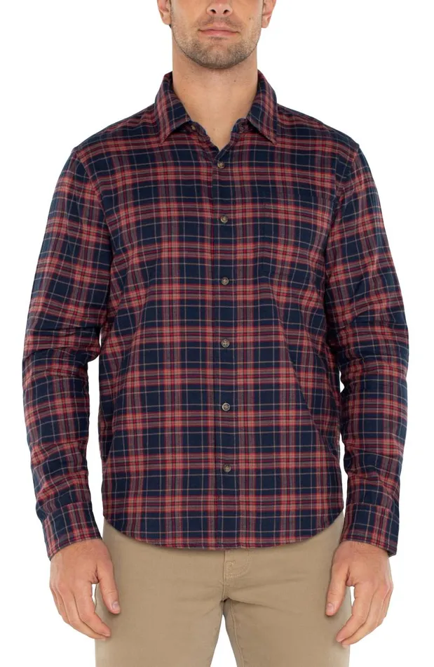 Liverpool Los Angeles Shirts LONG SLEEVE BUTTON UP SHIRT Navy Red Multi 8211 Mens