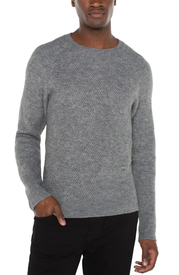 Liverpool Los Angeles Sweaters CREW NECK RAGLAN SWEATER Medium Heather Grey 8211 Mens