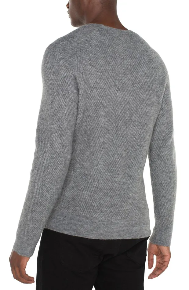 Liverpool Los Angeles Sweaters CREW NECK RAGLAN SWEATER Medium Heather Grey 8211 Mens