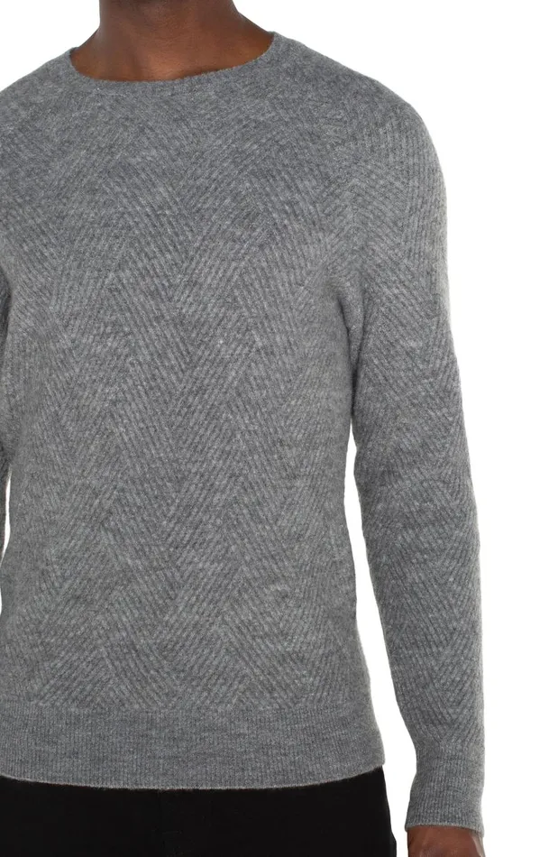 Liverpool Los Angeles Sweaters CREW NECK RAGLAN SWEATER Medium Heather Grey 8211 Mens