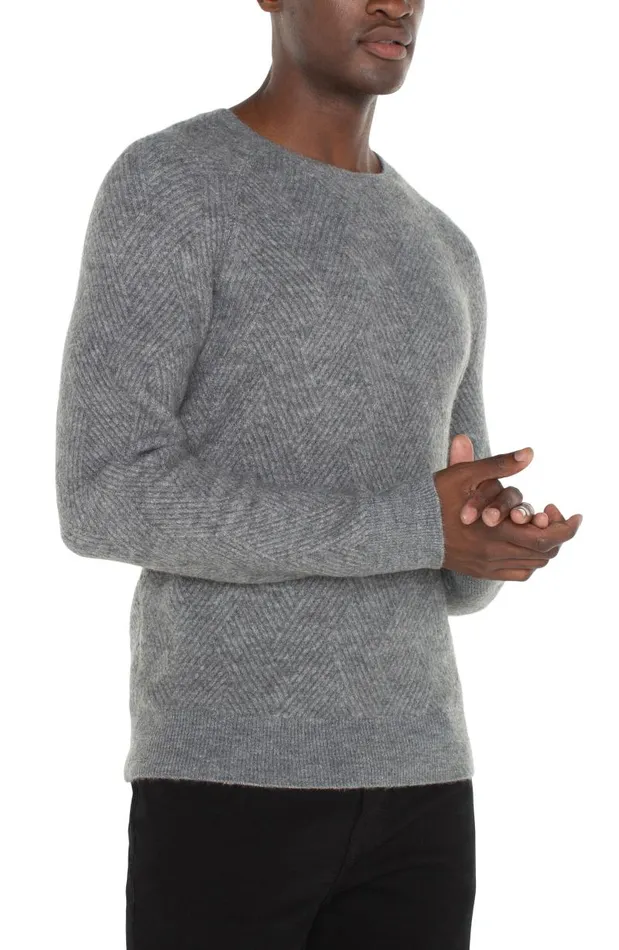 Liverpool Los Angeles Sweaters CREW NECK RAGLAN SWEATER Medium Heather Grey 8211 Mens