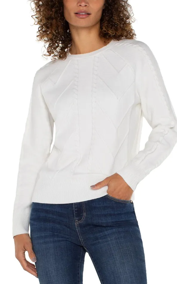 Liverpool Los Angeles Sweaters LONG SLEEVE CREW NECK RAGLAN SWEATER Porcelain 8211 Womens