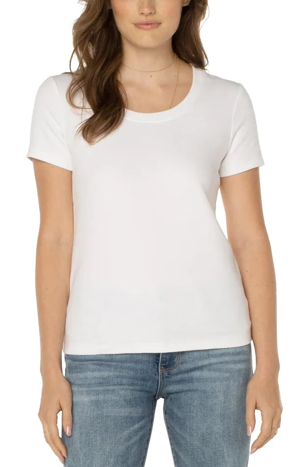 Liverpool Los Angeles Tees SCOOP NECK SHORT SLEEVE TEE White 8211 Womens