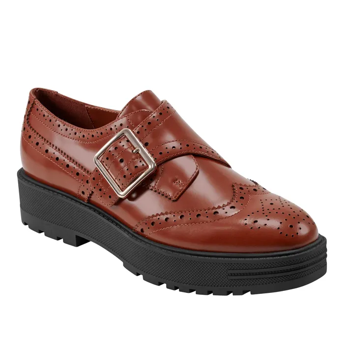 Loafers and Flats Women Marc Fisher Remona Monk Strap Loafer Brown Leather