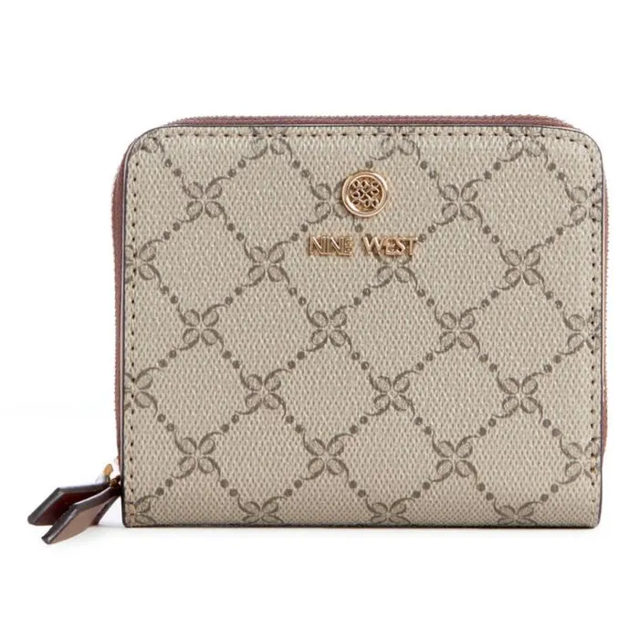 Lockup 9S Small Zip Wallet Beige Logomahogany Women Nine West Clutches and Wallets