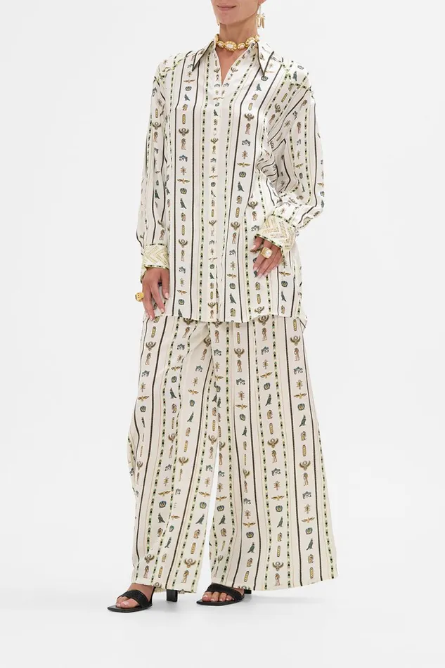 LONG LINE SHIRT WITH YOKE AND BUTTON DETAIL VALLEY OF THE QUEENS Valley Of The Queens Womens Camilla Long Sleeve Tops