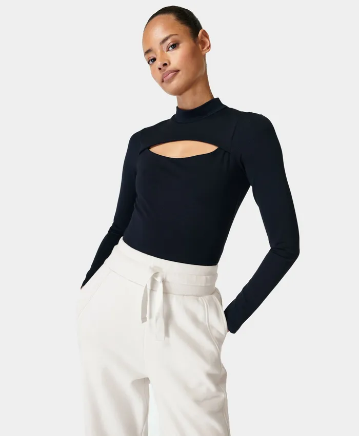Long Sleeve Tops Women Emily Cutaway Top Black Sweaty Betty