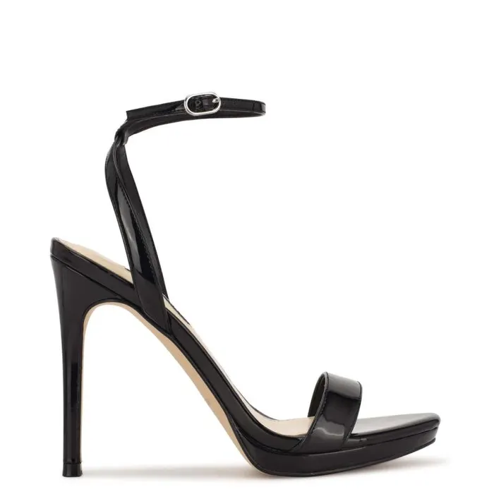 Loola Ankle Strap Sandals Black Women Nine West Heels