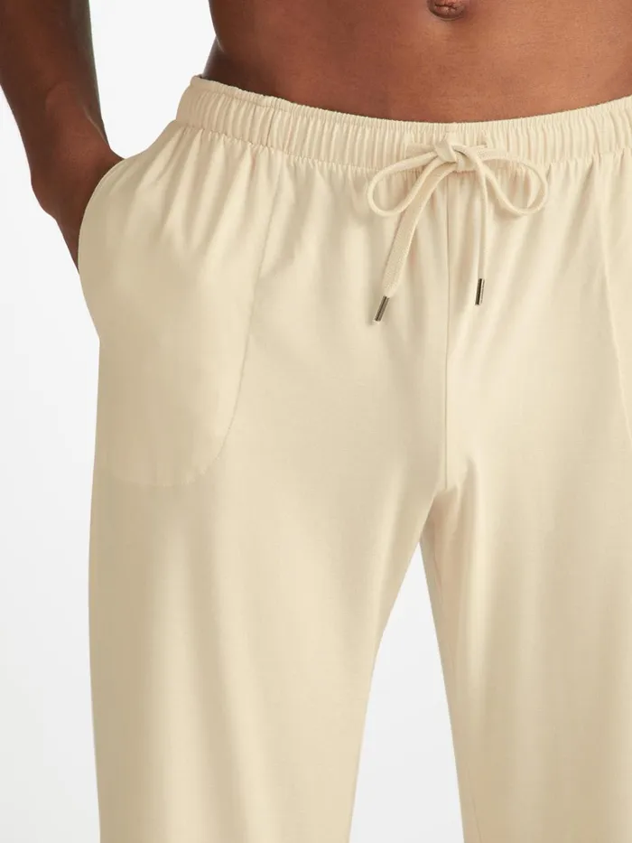 Lounge Pants Men Derek Rose Lounge Pants Basel Micro Modal Stretch Ecru