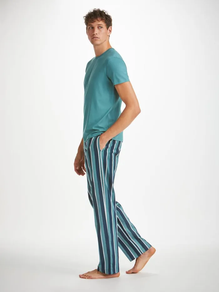 Lounge Pants Men Derek Rose Lounge Pants Royal 221 Cotton Teal