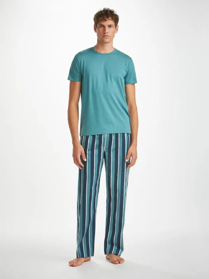 Lounge Pants Men Derek Rose Lounge Pants Royal 221 Cotton Teal