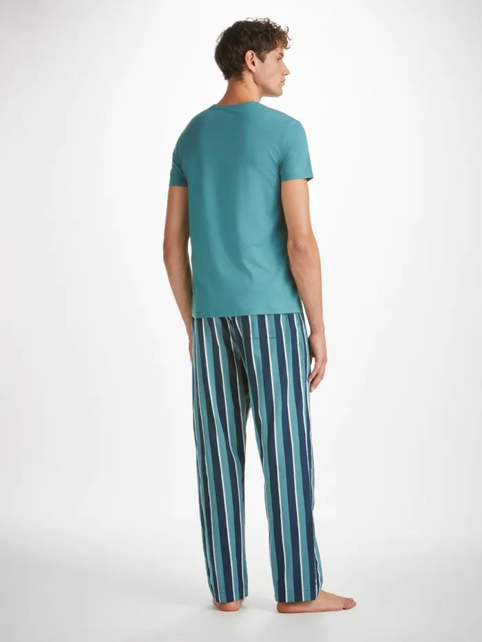 Lounge Pants Men Derek Rose Lounge Pants Royal 221 Cotton Teal