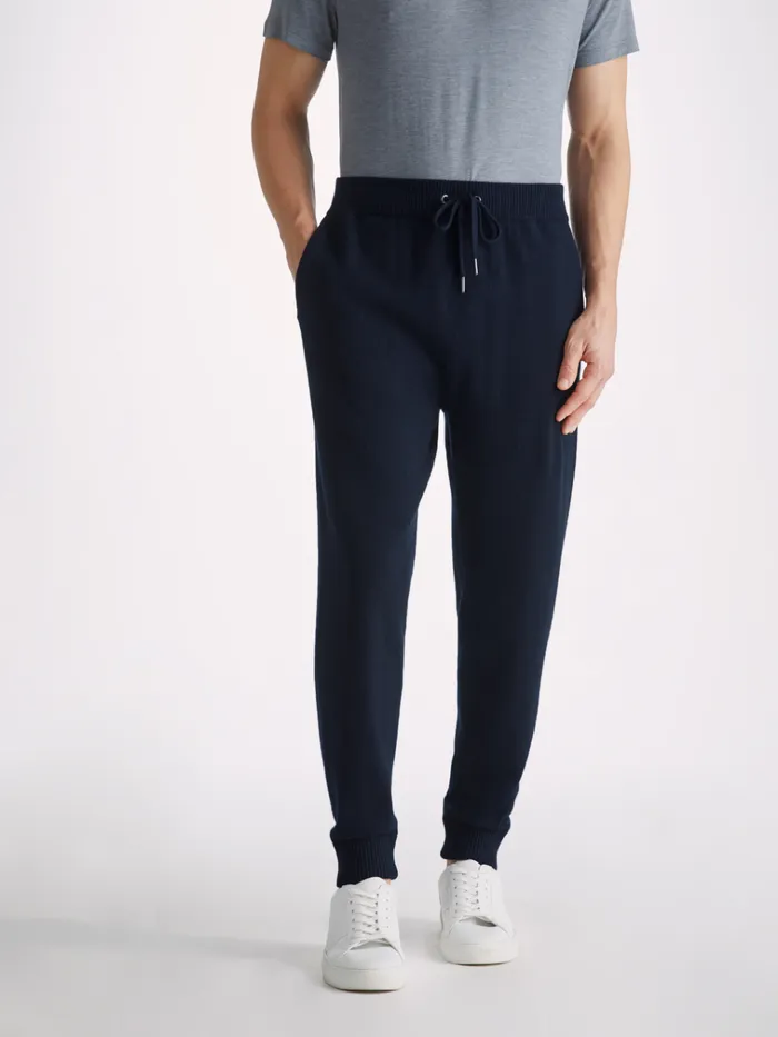 Lounge Pants Men Derek Rose Track Pants Finley Cashmere Navy