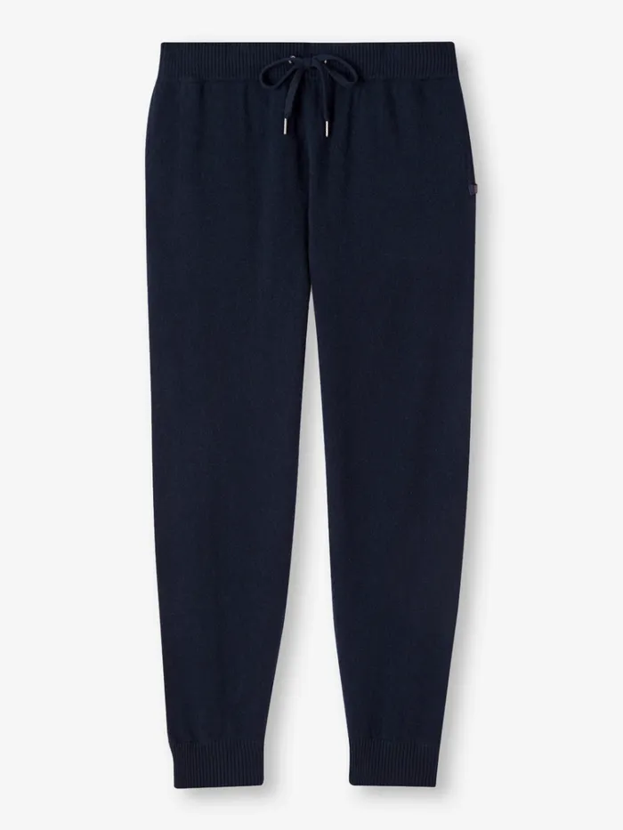 Lounge Pants Men Derek Rose Track Pants Finley Cashmere Navy