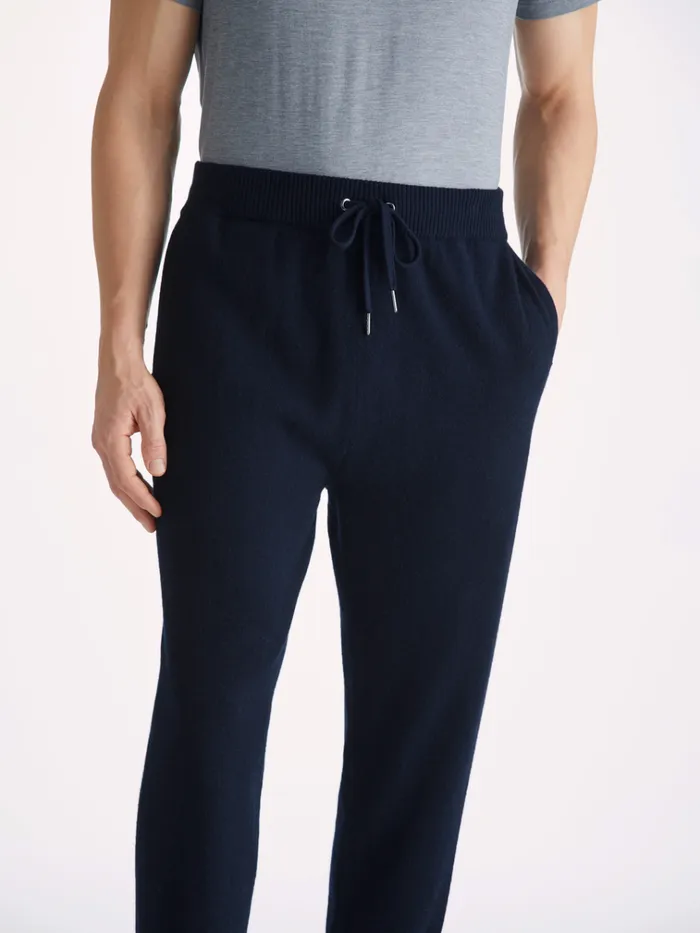 Lounge Pants Men Derek Rose Track Pants Finley Cashmere Navy