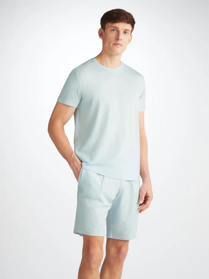Lounge Shorts Men Derek Rose Lounge Shorts Basel Micro Modal Stretch Ice Blue