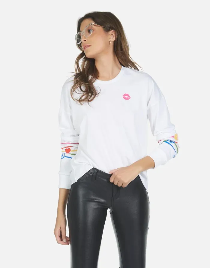 Luella Elements Rainbow White Women Lauren Moshi Long Sleeve