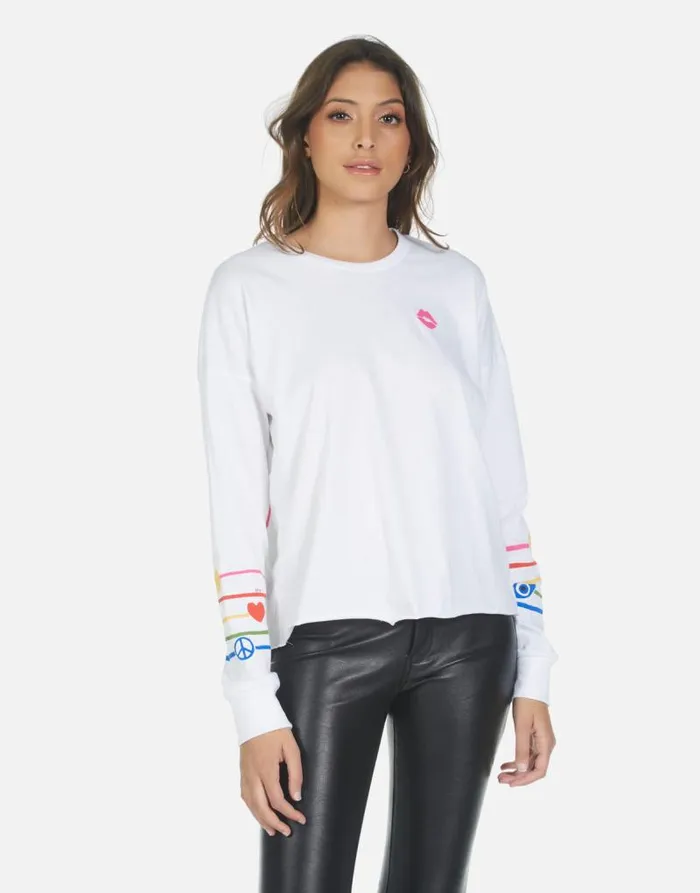 Luella Elements Rainbow White Women Lauren Moshi Long Sleeve
