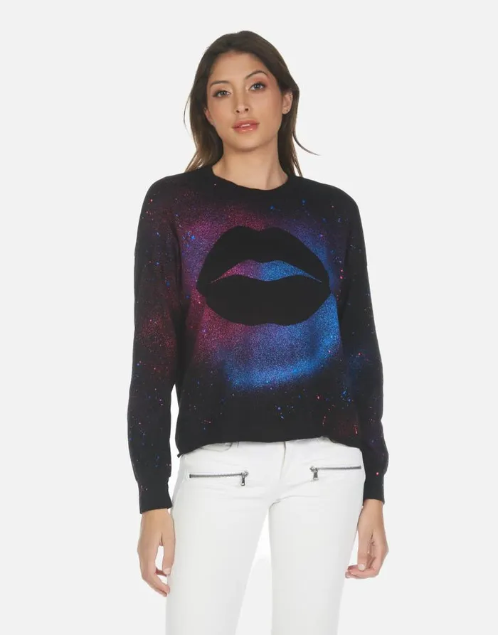 Luella Galaxy Lip Black Galaxy Splatter Women Lauren Moshi Long Sleeve