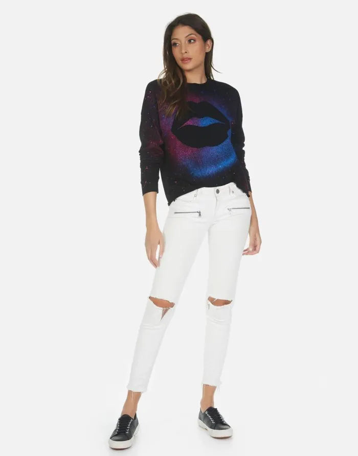 Luella Galaxy Lip Black Galaxy Splatter Women Lauren Moshi Long Sleeve
