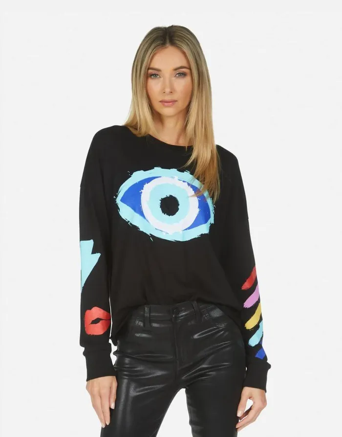 Luella Painted Evil Eye Black Women Lauren Moshi Long Sleeve