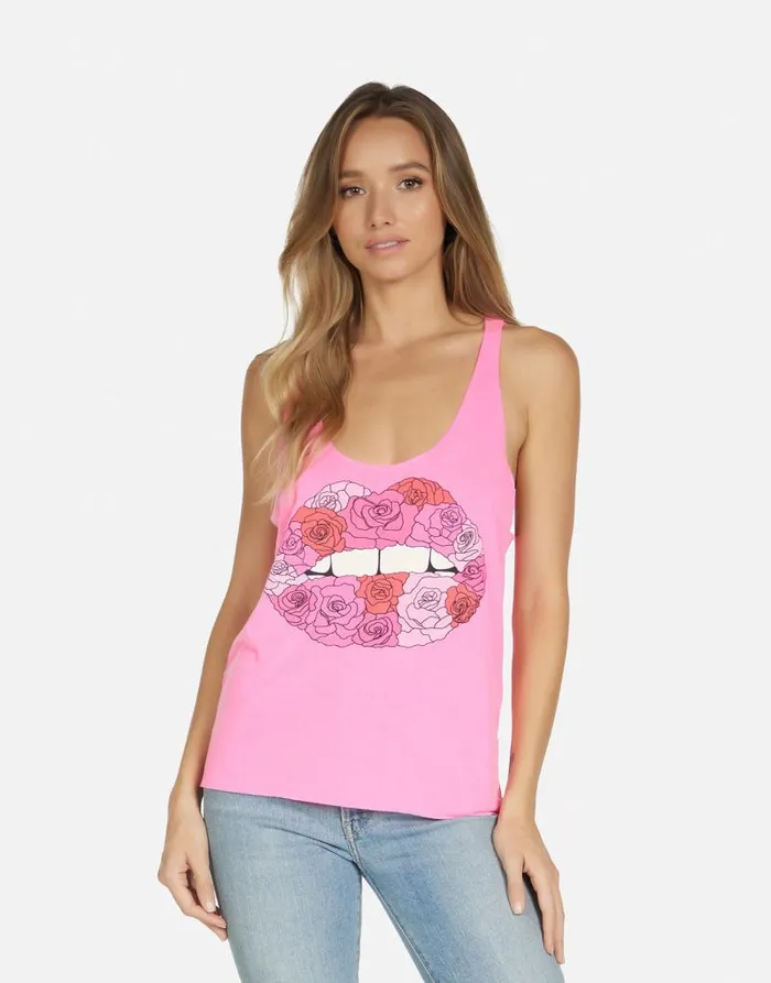 Maisie Rose Lip Neon Pink Women Lauren Moshi Tanks