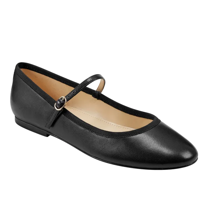 Marc Fisher Espina Ballet Flat Black Leather Women Loafers and Flats