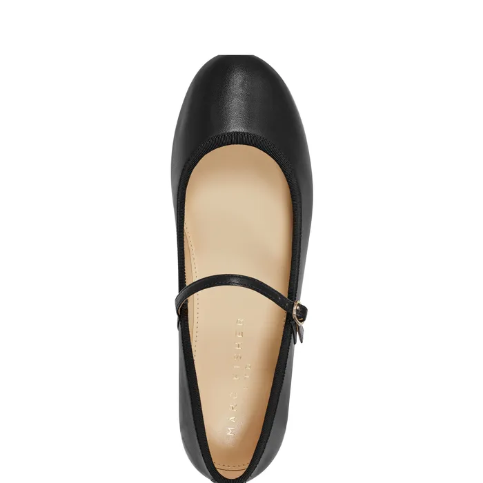 Marc Fisher Espina Ballet Flat Black Leather Women Loafers and Flats
