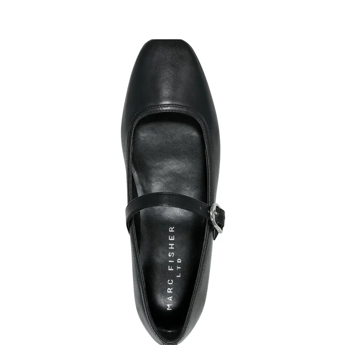 Marc Fisher Loafers and Flats Women Garissa Mary Jane Ballet Flat Black Leather