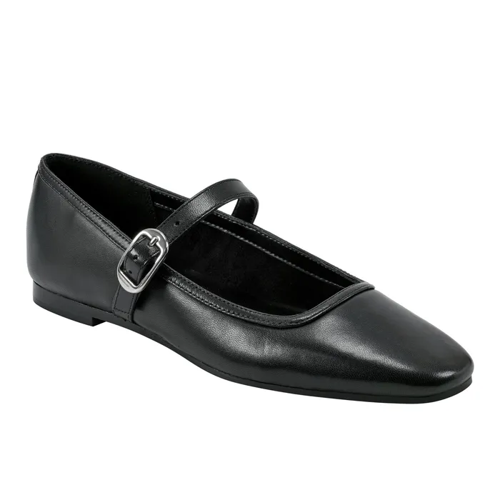 Marc Fisher Loafers and Flats Women Garissa Mary Jane Ballet Flat Black Leather