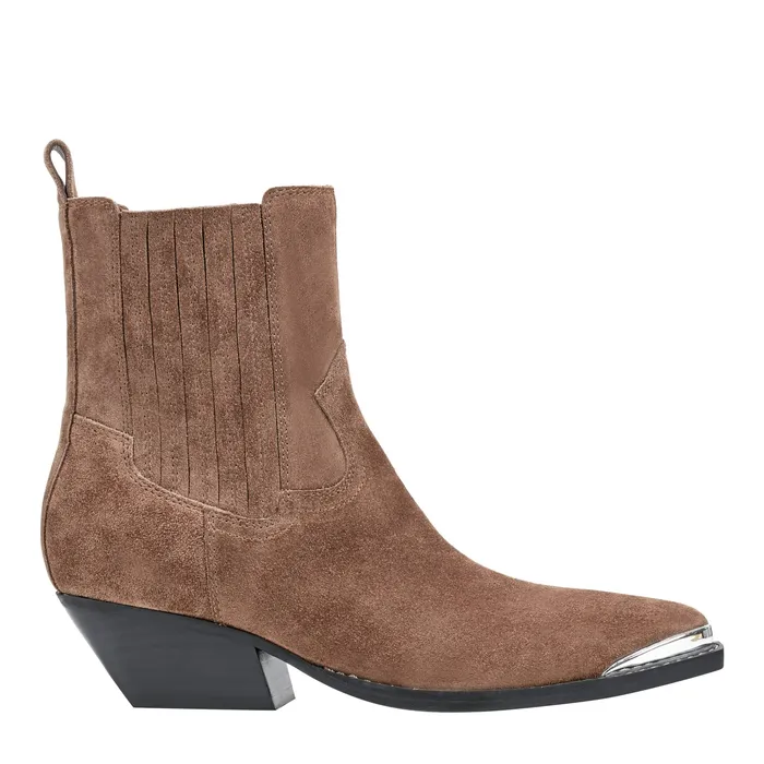 Marc Fisher Pryce Western Bootie Natural Suede Women Casual Boots