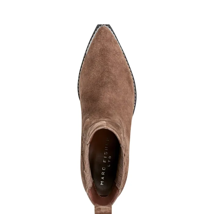 Marc Fisher Pryce Western Bootie Natural Suede Women Casual Boots