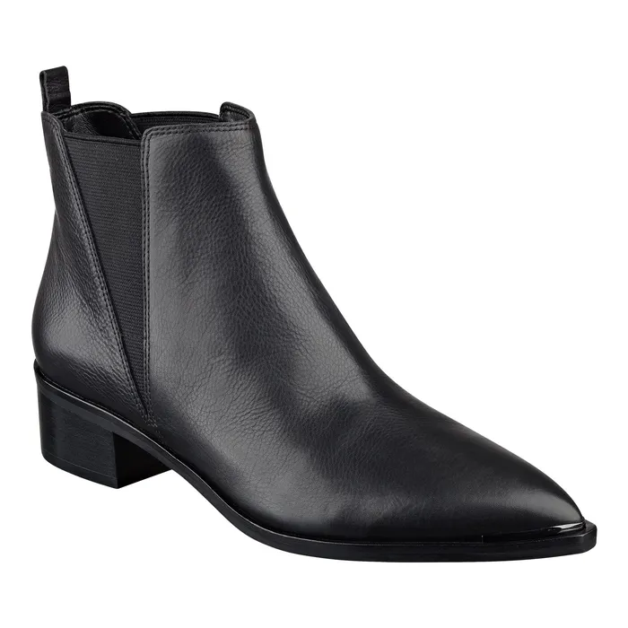 Marc Fisher Yale Pointy Toe Chelsea Bootie Black Leather Women Booties