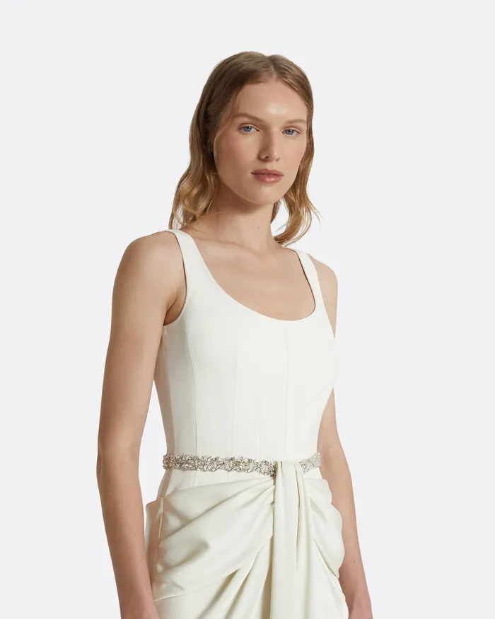 Marlena Ivory Embroidered Long Dress Ivory Bridal Safiyaa Women