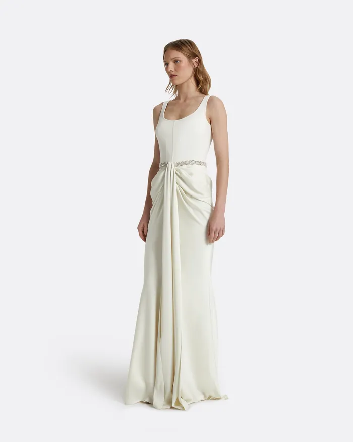 Marlena Ivory Embroidered Long Dress Ivory Bridal Safiyaa Women