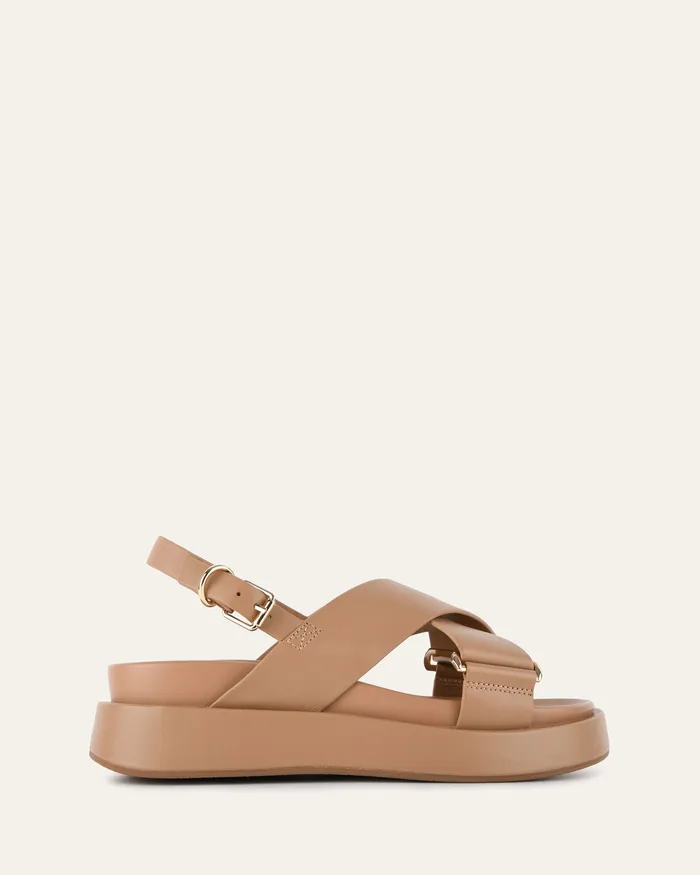 Marley flat sandals tan leather Women FLAT SANDALS jomercer